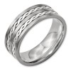 Titanium Sterling Silver Inlay 8mm Brushed And Antiqued Band