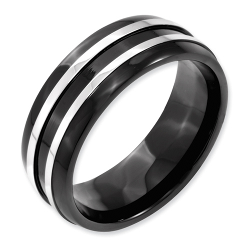 Titanium Grooved 8mm Brushed and Polished Band 