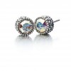Sterling Silver Earrings Princess Stud with AB Crystals