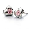 Sterling Silver Earrings Radiant Heart w/ Pink Swarovski