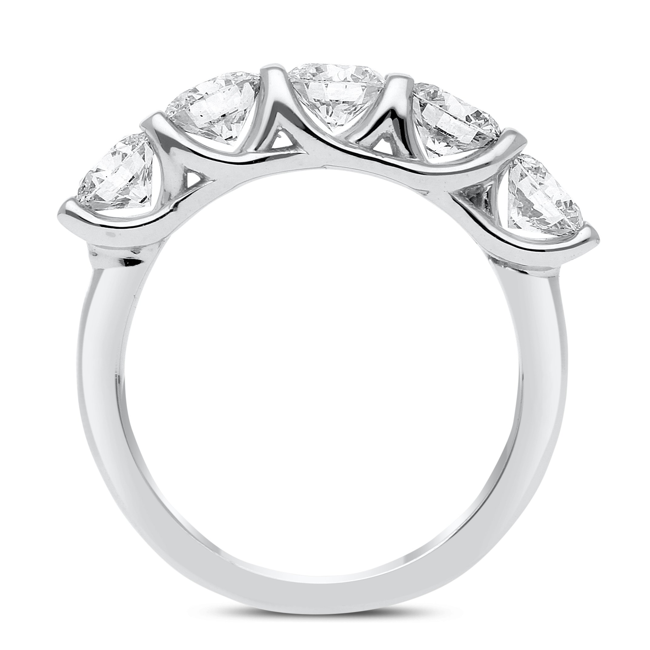 Five Stone Diamond Ring in White Gold - madeinUSAdiamonds