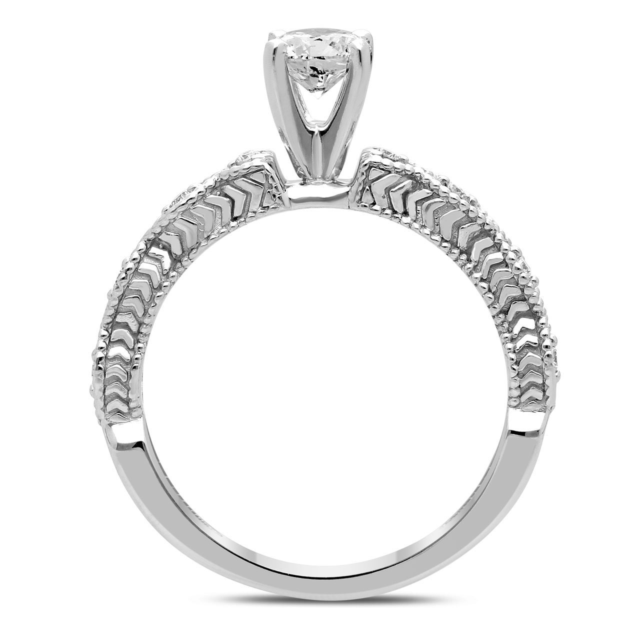 Freeda Diamond Ring in White Gold - madeinUSAdiamonds