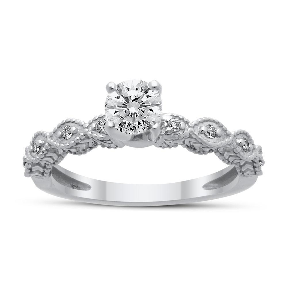 Freeda Diamond Ring in White Gold - madeinUSAdiamonds