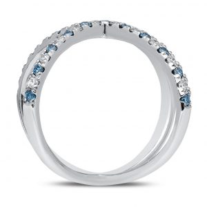 Blue Cosmos Diamond Ring In White Gold - madeinUSAdiamonds