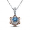 Blue Flora Diamond Pendant in White and Rose Gold