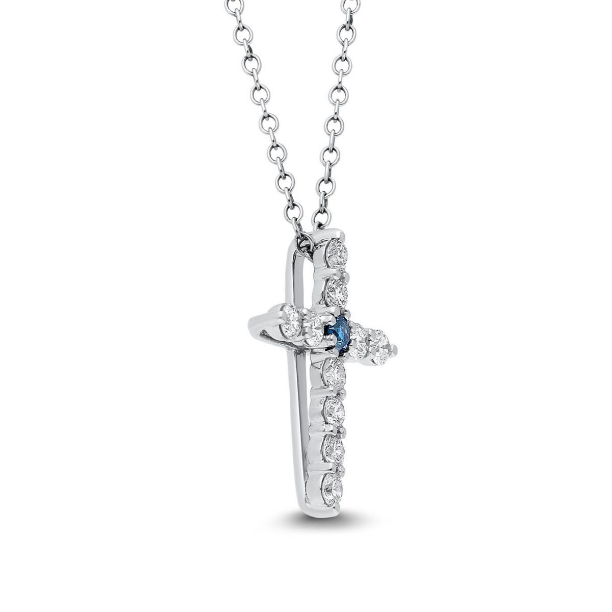 Blue Elpis Diamond Pendant in White Gold