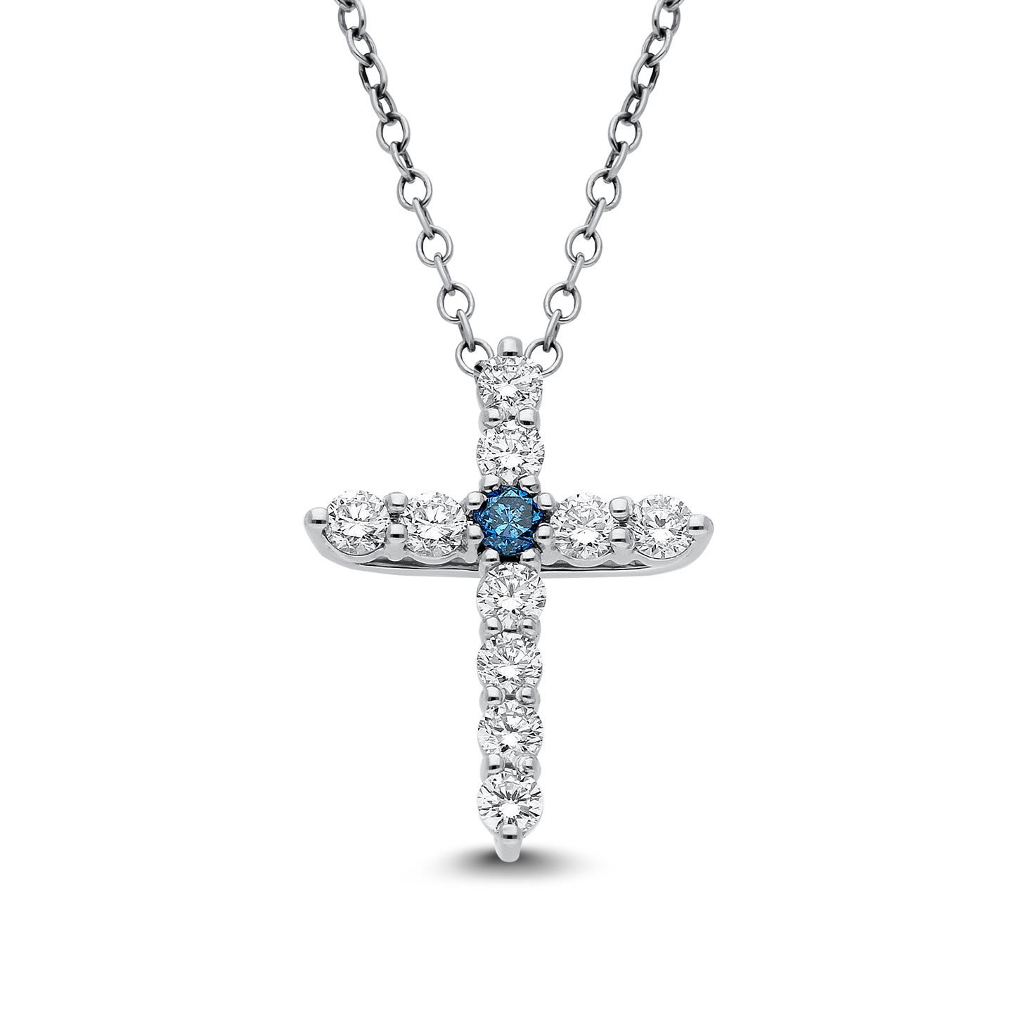 Blue Elpis Diamond Pendant in White Gold - madeinUSAdiamonds