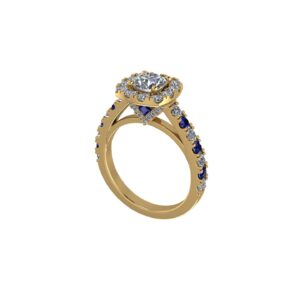 Square Halo Sapphire-Diamond Ring