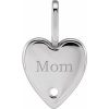 10K White 1.7 mm Round Engraved MOM Heart Charm/Pendant Mounting