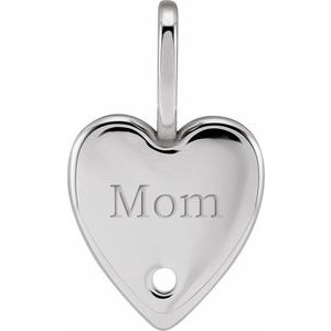 Engraved Mom Heart Charm Accented Pendant