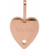 18K Rose 1.7 mm Round Engraved MOM Heart Charm/Pendant Mounting