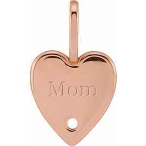 Engraved Mom Heart Charm Accented Pendant