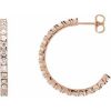 14K Rose 2 CTW Natural Diamond 27.7 mm Hoop Earrings