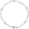 Sterling Silver Cultured White Freshwater Pearl 5-Station 7″ Bracelet