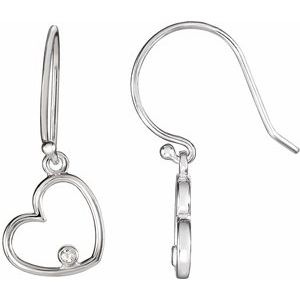 .03 Ctw Natural Diamond Heart Earrings