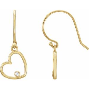 .03 Ctw Natural Diamond Heart Earrings