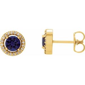 1/8 Ctw Natural Blue Sapphire And Diamond Earrings With Backs