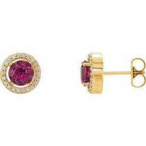 1/8Ctw Natural Pink Tourmaline And Natural Diamond Earrings With Backs