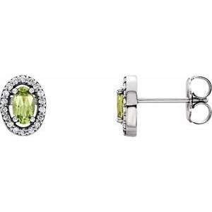 Natural Peridot And .08Ctw Natural Diamond Earrings With Backs