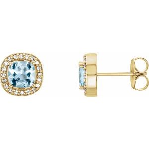 Natural Sky Blue Topaz And 1/10Ctw Natural Diamond Earrings