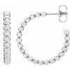 Continuum Sterling Silver Beaded 21 mm Hoop Earrings