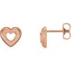 14K Rose 8.5×8 mm Heart Earrings