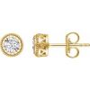 14K Yellow Natural White Sapphire Stud Earrings