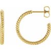 14K Yellow Rope 17 mm Hoop Earrings