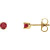 14K Yellow Imitation Ruby Youth Earrings