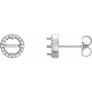 .08Ctw Natural Diamond Semi-Set Stud Earrings