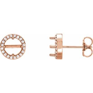 1/8Ctw Natural Diamond Semi-Set Stud Earring