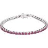 14K White Natural Ruby Line 7″ Bracelet