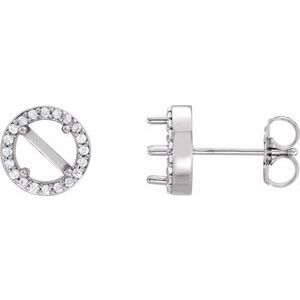 1/10Ctw Natural Diamond Semi-Set Stud Earrings