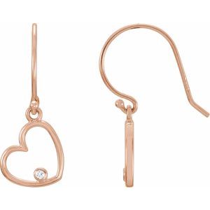 .03 Ctw Natural Diamond Heart Earrings