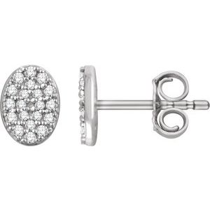 1/6 Ctw Natural Diamond Oval Cluster Earrings With Backs