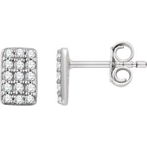 1/5 Ct Natural Diamond Rectangle Cluster Earring With Backs