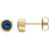 14K Yellow Natural Blue Sapphire Bezel-Set Earrings