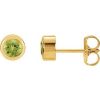 14K Yellow Natural Peridot Bezel-Set Earrings