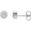 Platinum Natural White Sapphire Bezel-Set Earrings