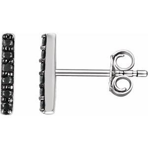 Black Rhodium-Plated 1/10 Ctw Natural Diamond Bar Earrings