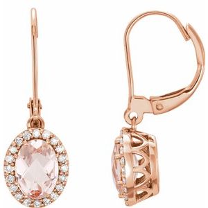 Natural Pink Morganite And 1/5 Ctw Natural Diamond Earrings