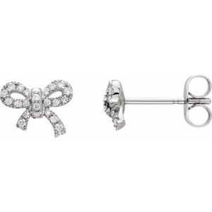 1/5 Ctw Natural Diamond Bow Earrings With Backs