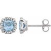 14K White Natural Sky Blue Topaz & 1/10 CTW Natural Diamond Earrings