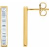 14K Yellow 1/2 CTW Natural Diamond Baguette Bar Earrings