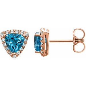 Natural Swiss Blue Topaz And 1/8 Ctw Natural Diamond Earrings