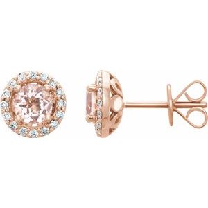 Natural Morganite And 1/5 Ctw Natural Diamond Earrings With Backs