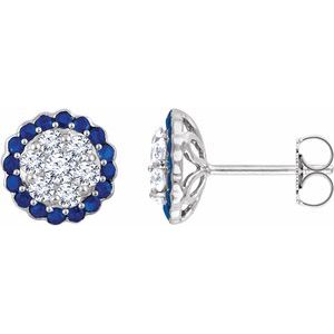 Natural Blue Sapphire And 5/8 Ctw Natural Diamond Earrings