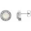 14K White Natural White Opal & 1/8 CTW Natural Diamond Earrings