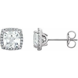 Lab-Grown White Sapphire And 1/8Ctw Natural Diamond Earrings