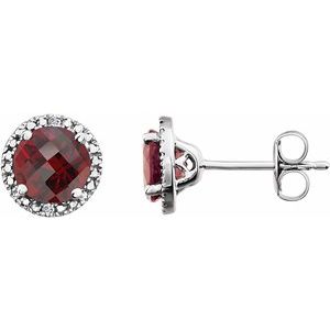 Natural Mozambique Garnet And .01 Ctw Natural Diamond Earrings